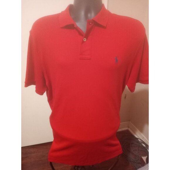 Polo Ralph Lauren Polo Shirt Mens Medium M Red Short Sleeve 100% Cotton Casual - Picture 1 of 13